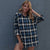 hot selling 2021 autumn and winter new single breasted long sleeved Blue Plaid cardigan coat