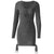 2022 autumn and winter pop women's wear solid color hollow out long sleeve drawstring dress