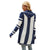 2022 autumn winter New Stripe contrast hooded knitted cardigan irregular long sleeve sweater coat