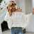 women's wear British style solid color straight neck sweater loose bat sleeve Pullover Sweater