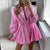 Solid V-Neck long sleeve lace up Ruffle Dress