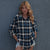 hot selling 2021 autumn and winter new single breasted long sleeved Blue Plaid cardigan coat