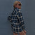 hot selling 2021 autumn and winter new single breasted long sleeved Blue Plaid cardigan coat