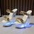 Party Club Metal Button Sandals 14CM Crystal Women&#39;s Shoes Clear Platform Super High Heel Glow Slippers Sexy Nightclub Flip Flop