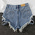 Punk Rivet denim shorts 2022 summer spring women high waist loose tassel jeans shorts black/blue/white hole shorts KZ388