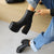 Punk Style Autumn Winter Boots Elastic Microfiber Shoes Woman Ankle Boots High Heels Black Leather Boot Platform Shoes For Women