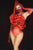 Rote große Rose Bodysuit Strass Handschuhe Outfit Festival Party Show Bühne tragen Bar Nachtclub sexy DJ Sänger Tanz kostüm