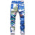 Sokotoo Men's fashion Y2K blue printed jeans Slim fit straight stretch pants