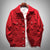 Sokotoo Men's letters embroidered red jean jacket Holes ripped denim coat Outerwear