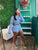 Sommerkleid ung Shorts Streetwear 2 zweiteilige Sets Trainings anzüge Frauen Outfit Langarm Crop Top blau gestrickte Shorts Anzüge