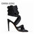 Summer Women Gladiator Sandals Cloth Rope Lace Up Strappy High Heel Sandalias Sexy Square Open Toe Stilettos Sandals Fow Woman&#39;s