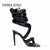 Summer Women Gladiator Sandals Cloth Rope Lace Up Strappy High Heel Sandalias Sexy Square Open Toe Stilettos Sandals Fow Woman&#39;s