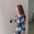 Sweet Woollen Plaid Short Blazer Suit 2021 Summer Women Single Button Blue and White Plaid Casual Office Blazer Student Clothing|Blazers|