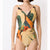 Swimwear Women 2022 Fashion Printed Crinkle Chic One Piece Swimsuit with Skirt Sexy V-neck Bikini Set Summer Beach Wear Backless