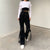 WeiYao Eyelet Buckle Black Punk Goth Jean Fashion Woman Techwear Dark Academic Print E Girl Cargo Pants Low Waist Denim Trousers