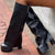 Wide Fit Overlay Shoes Women High Chunky Heel Knee High Platform Boots Fold Over Square Toe Slip on Long Booties