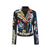 Winter 2021 new European and American lapel zipper graffiti heavy printing black punk street fashion short jacket