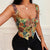 Women Sexy Top Vest Knitted Bottom With suspender Vest European And American Women&#39;s Floral Embroidery Sexy Fashion Neck Top