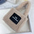 Women Small Plush Tote Handbags Lamb Like Fabric Wrist Bags Plain Fluffy Warm Cloth Makeup Bag Cute Mini Purses For Girls