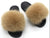 Women's Furry Fur Slippers Travel Fluffy Plush Fox Fur Slides Rainbow Fur Slippers Set  Jelly Purse Bags Match Sets