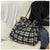 YILE Simple Wool Tartan Plaid Check Eco Shopping Tote Shoulder Bag Back Brown Red CY0834