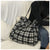 YILE Simple Wool Tartan Plaid Check Eco Shopping Tote Shoulder Bag Back Brown Red CY0834